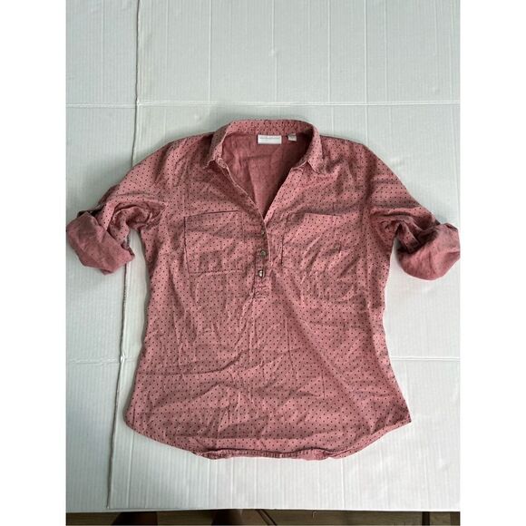 New York & Co size XS half button down polka dot shirt - Picture 4 of 8